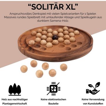 Logoplay Holzspiele Spiel, Solitär Gr. XL rund mit Kugeln - 25 cm Durchmesser - Solitaire - KnobelspielHolzspielzeug