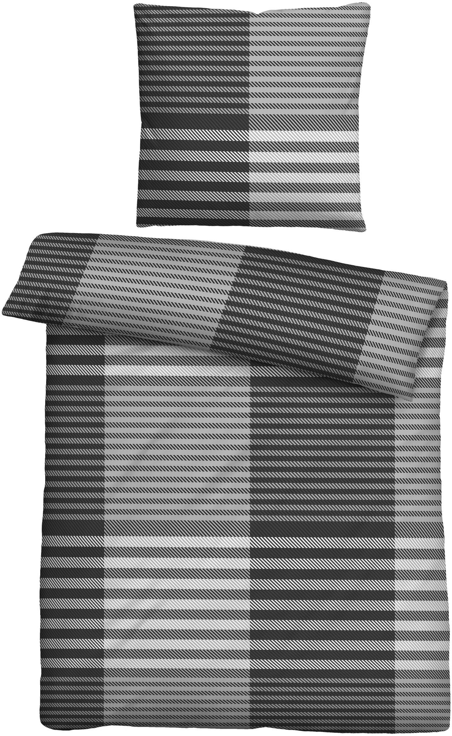 Biberna Bettwäsche 0004106, Feinbiber, 2 teilig, wohlig warm + weich, pflegeleicht, 100% Baumwolle, Reißverschluss