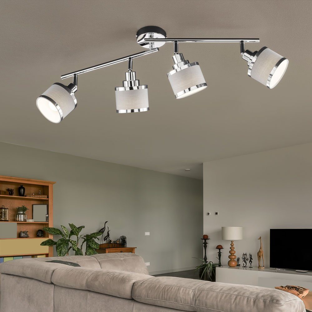 etc-shop LED Deckenspot, Leuchtmittel nicht inklusive, Deckenlampe E14 4 Flammig Deckenstrahler 4 Flammig silber Lampe
