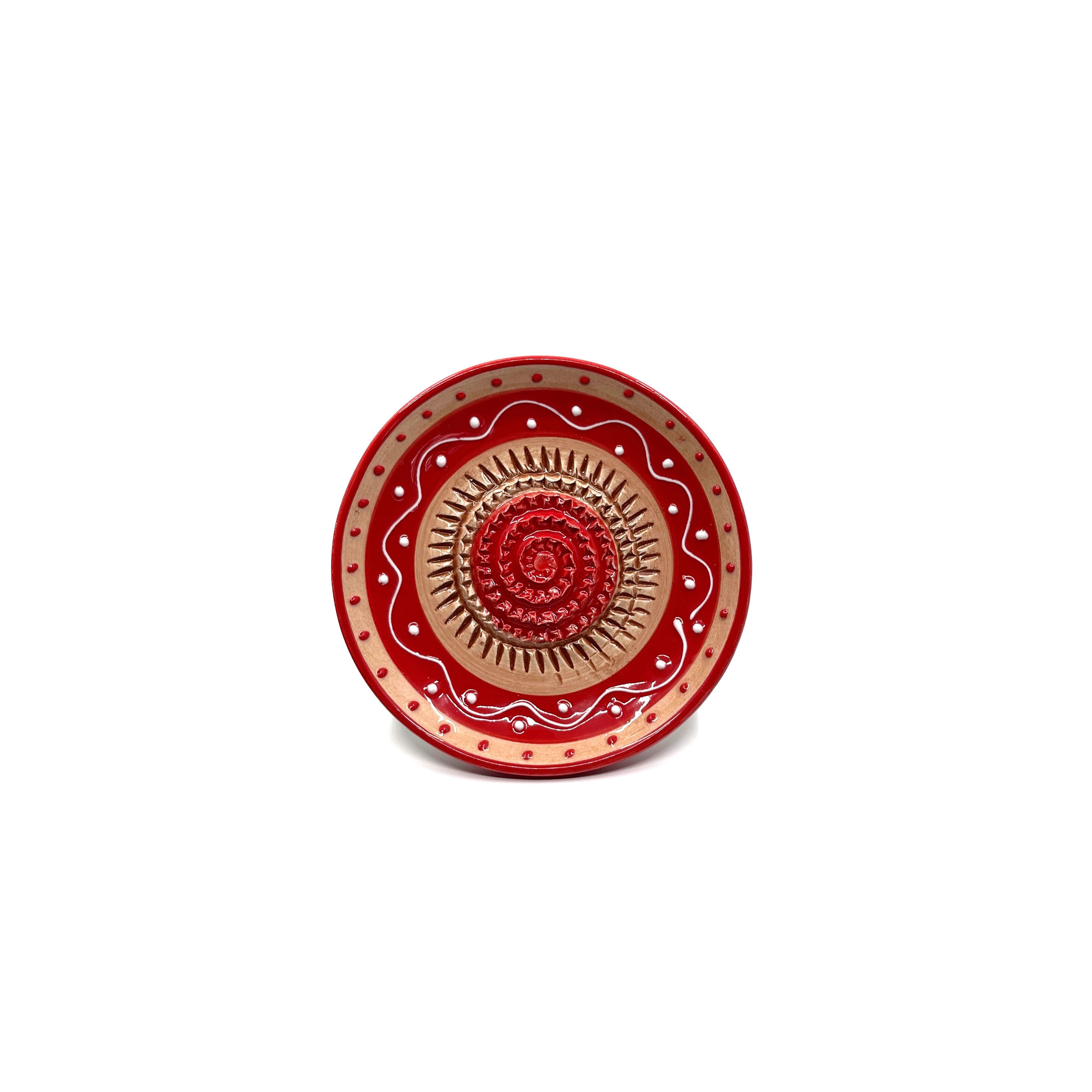 Kaladia Multireibe Reibeteller in rot und hellbraun, Keramik, handbemalte Küchenreibe - Made in Spain