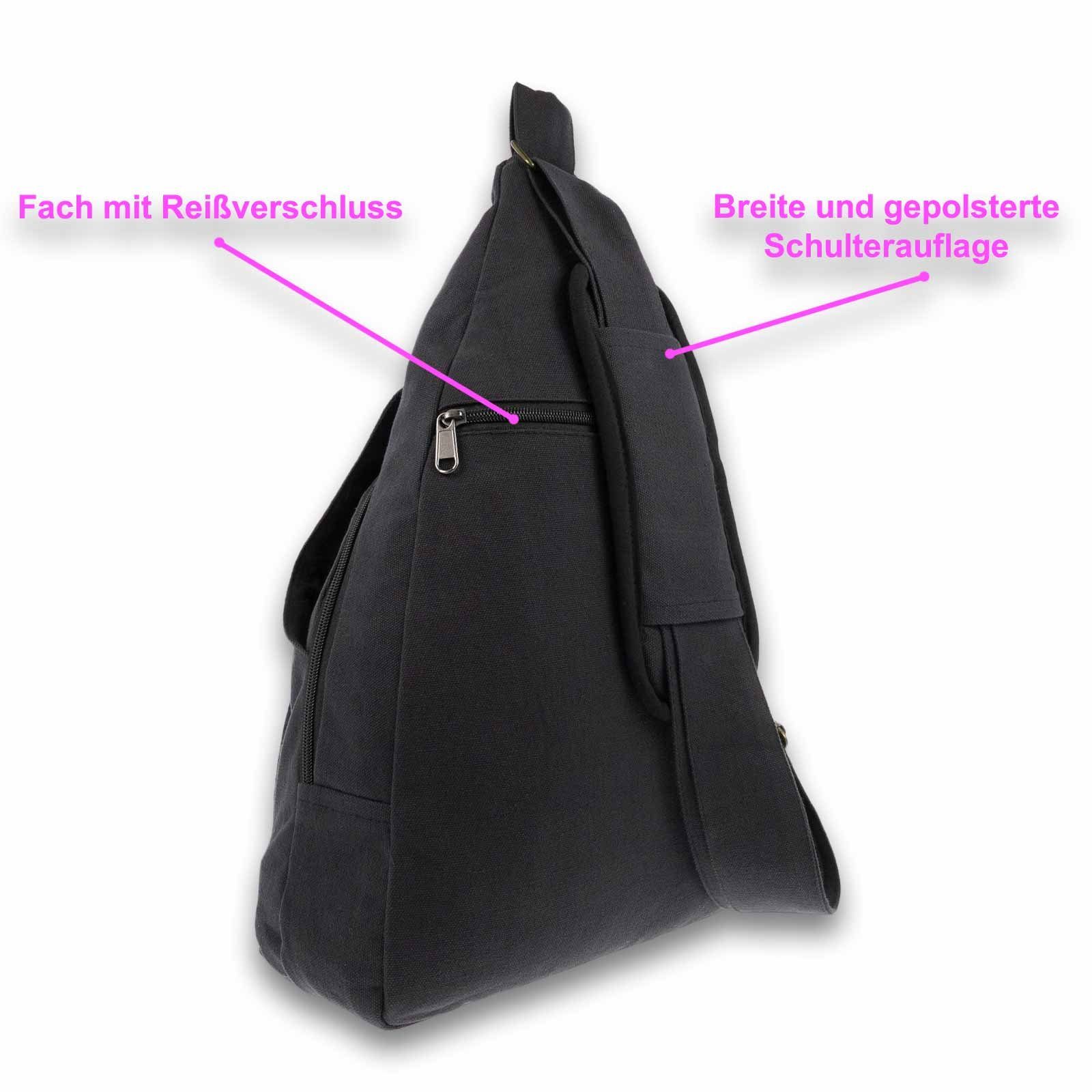 Hippie Bodybag Bag Grau L Schultertasche Rucksack UND KUNST Schultertasche Schwarz OM / Sling MAGIE Symbol