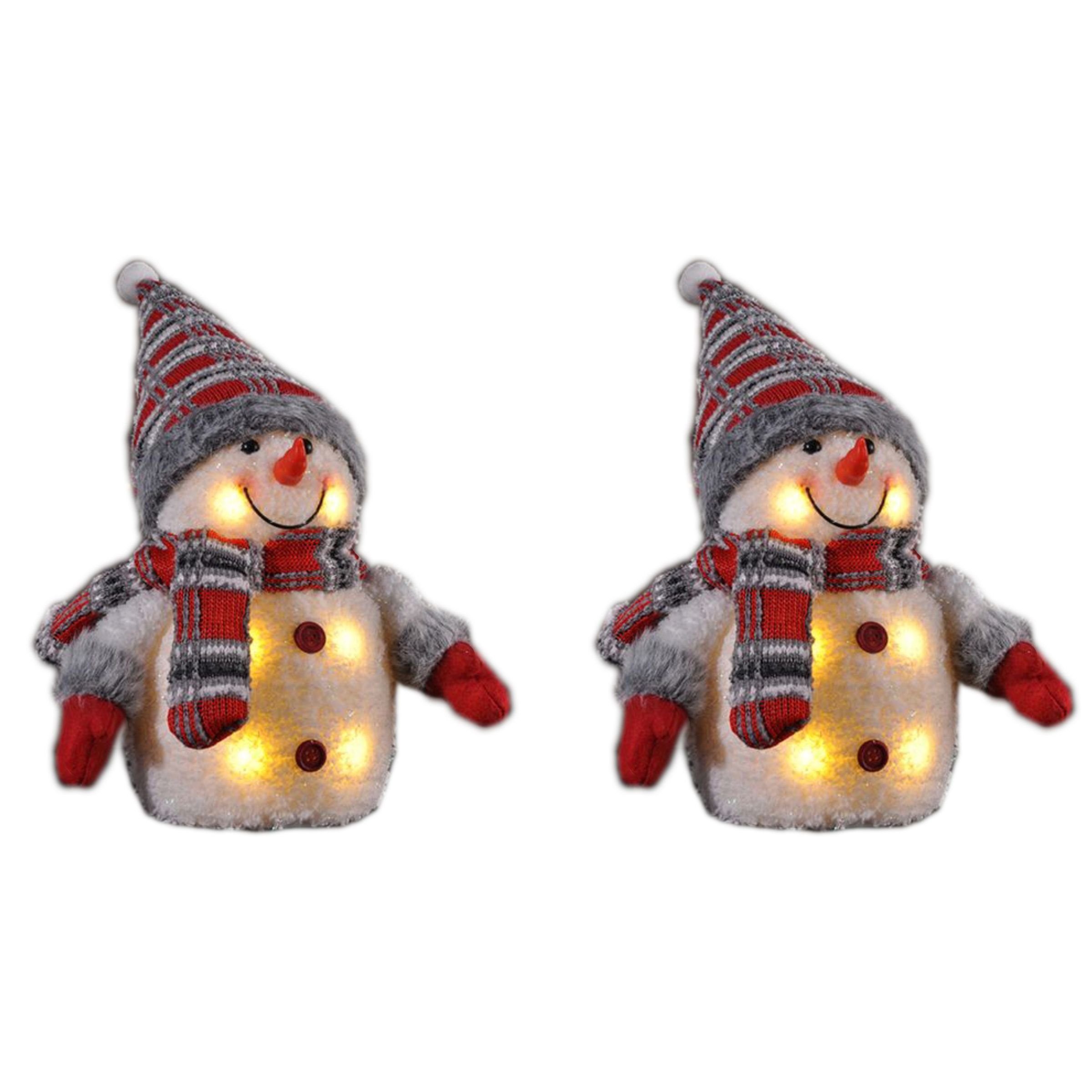 Schneemann 2er Set Weihnachtsfiguren Deko LED Schneemann Beleuchteter Schneemann