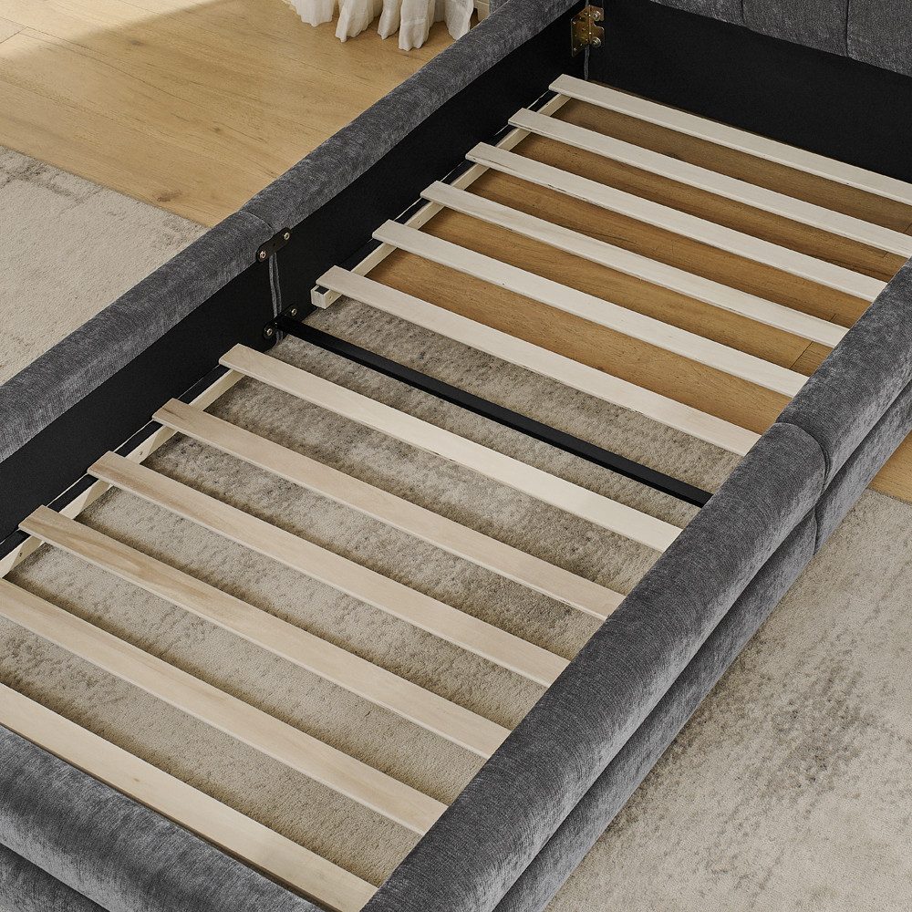 MODFU Polsterbett mit edler Quiltnähte (Kinderbett mit Lattenrost, 1-tlg., stabile Tragkraft), Chenille-Bezug, minimalistisches Design