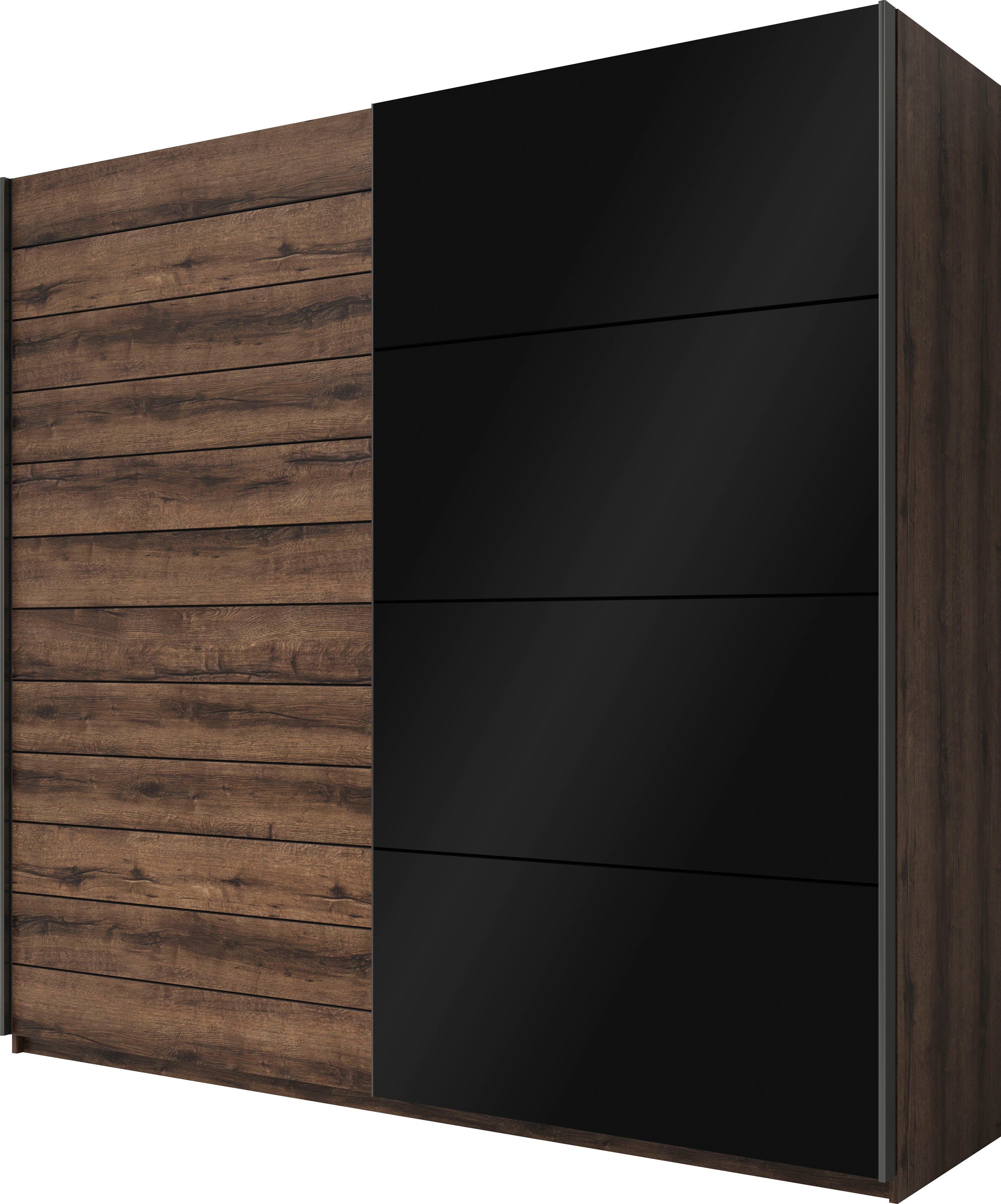 Home affaire Schwebetürenschrank Galaxy Kleiderschrank, Wäscheschrank 200, 220 oder 270cm breit INKLUSIVE kompletter Innenausstattung, Metallgriffe und Glasfront