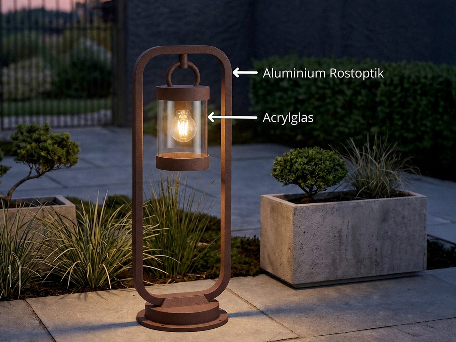 TRIO Leuchten LED Pollerleuchte, LED wechselbar, Warmweiß, Pollerleuchte aus Aluminium, Wegbeleuchtung im Landhausstil, Höhe 60cm