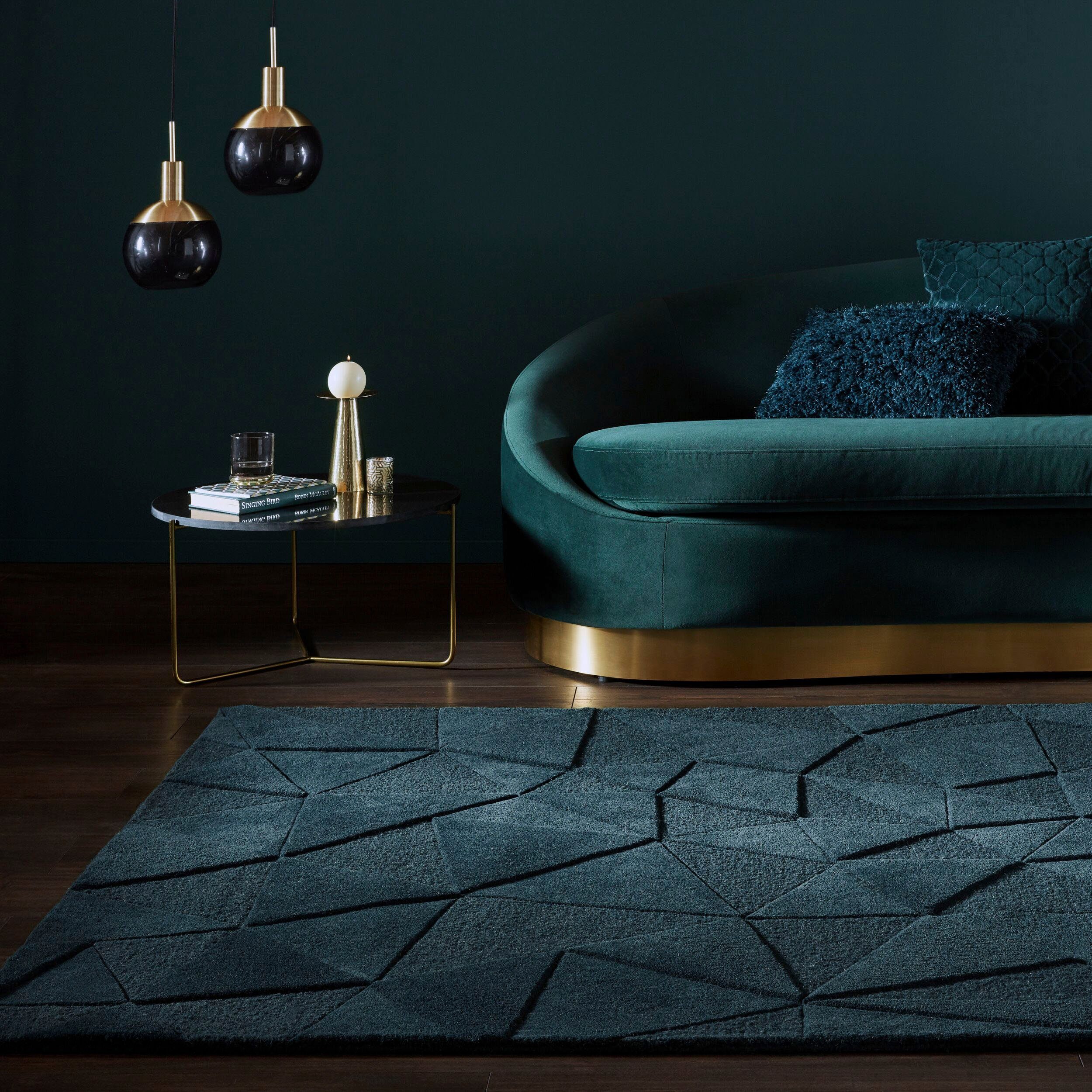 FLAIR RUGS Teppich SHARD, rechteckig, Höhe: 10 mm, Hoch-Tief Effekt, Handgearbeitet, 100 % Wollflor