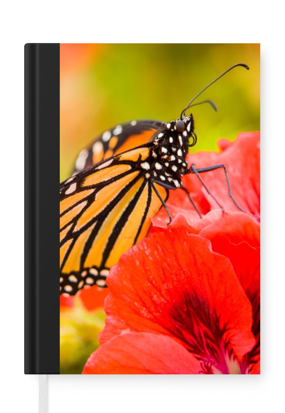 MuchoWow Notizbuch Blumen - Schmetterlinge - Monarch, Journal, Merkzettel, Tagebuch, Notizheft, A5, 98 Seiten, Haushaltsbuch | Notizbücher