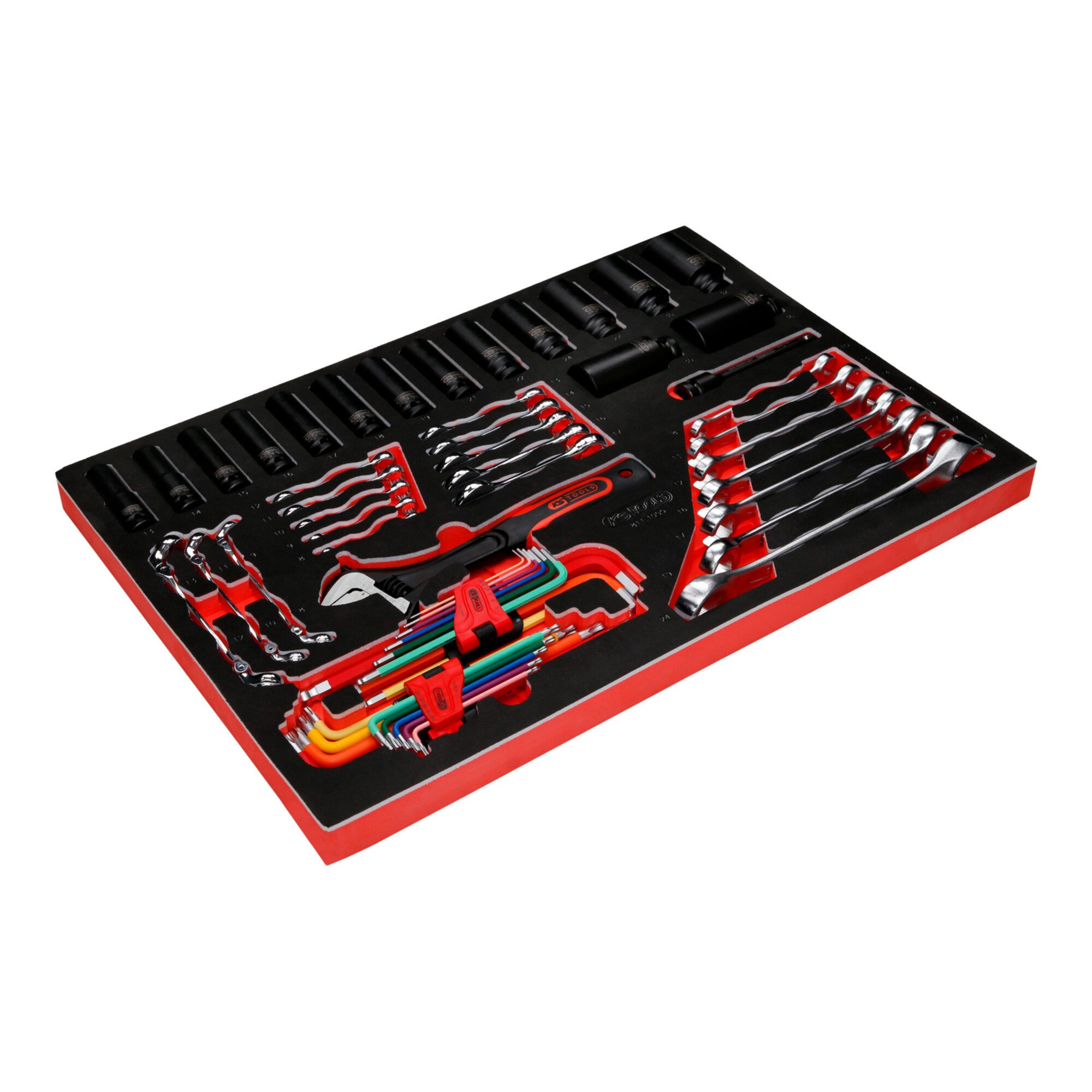 KS Tools Crimpzange KS Tools Schraubenschlüssel- / und Kraft-Stecknuss-Satz in Schaumstoff