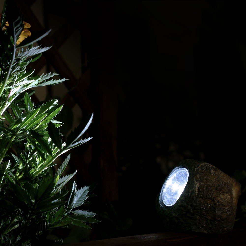 GLOBO LIGHTING LED Solarleuchte, LED-Leuchtmittel fest verbaut, 5er Set Solar Stein Außenleuchte LED Außen Gartenleuchte Dekoration