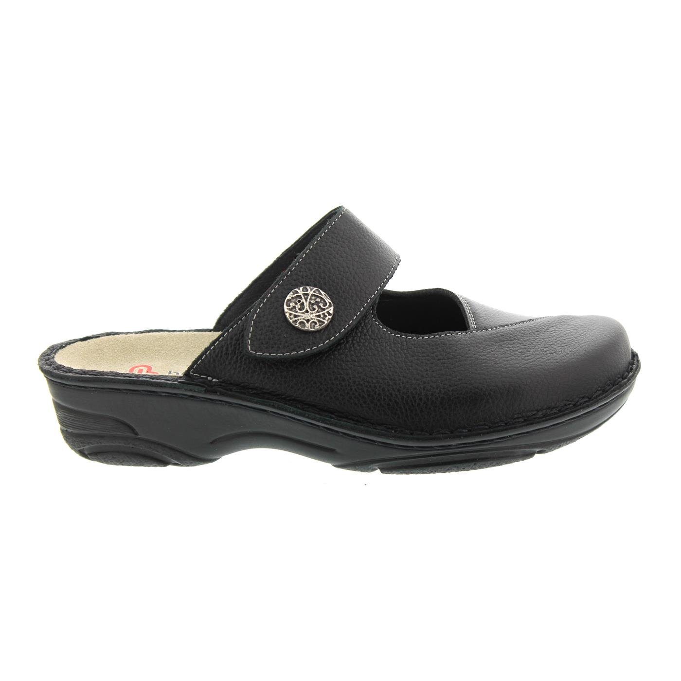 BERKEMANN Berkoflex HELIANE Clog, Sportnappa/Stretch, schwarz, Wechselfußbett, Clog