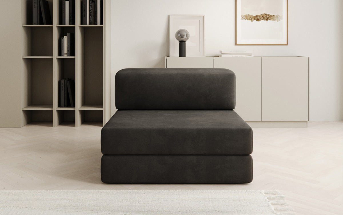 Luxusbetten24 Sofaelement Designer Sofa Mittelmodul Lazy in Samt, mit ausklappbarer Liegefläche