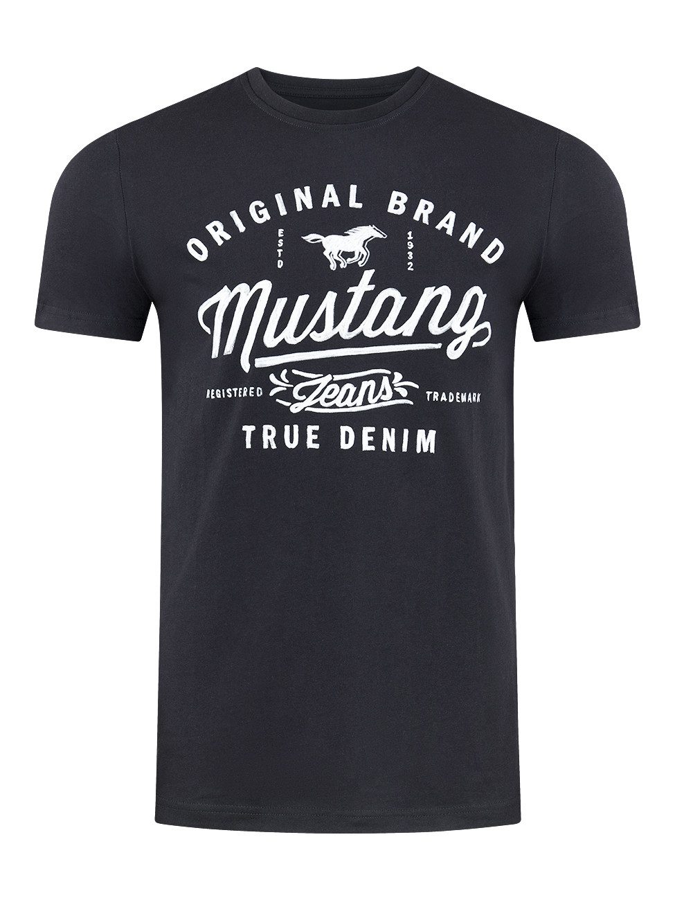 MUSTANG T-Shirt Herren Printshirt Regular Fit (1-tlg) Kurzarm Tee Shirt mit günstig online kaufen