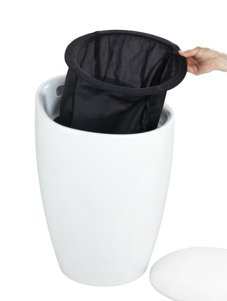 Wenko Badhocker Candy mit abnehmbarem Wäschesack Kunststoff 20 l Weiß günstig online kaufen