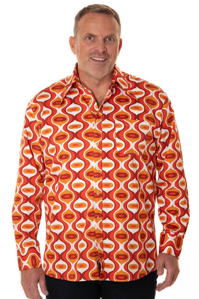 Comycom Langarmhemd Herren 70er DROPS orange