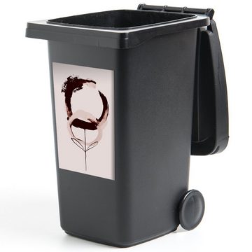 MuchoWow Wandsticker Abstrakt - Blume - Kaffee - Pastell (1 St), Mülleimer-aufkleber, Mülltonne, Sticker, Container, Abfalbehälter