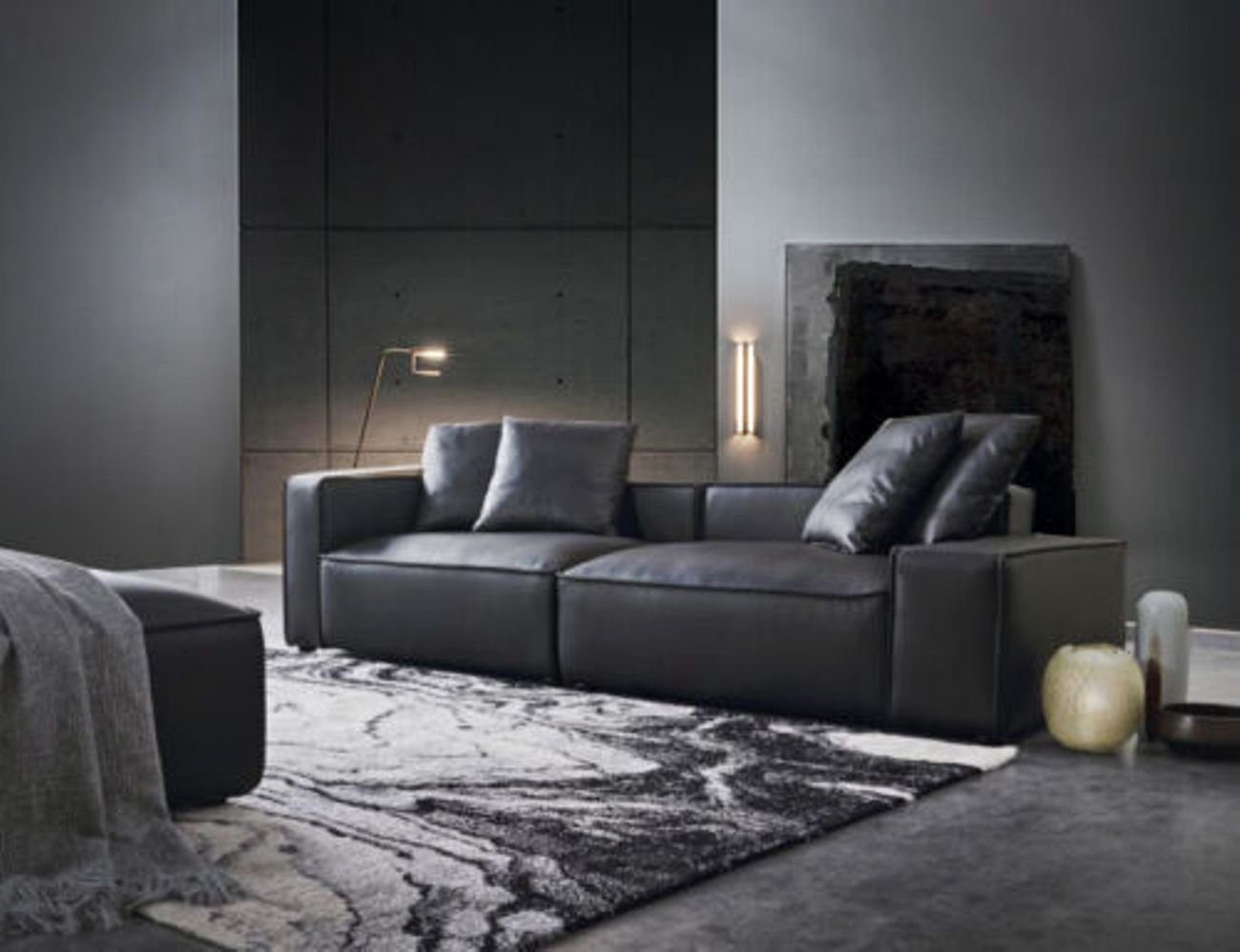 JVmoebel 3-Sitzer Schwarzer Dreisitzer Couch Polster Design Sofa 3er Sitz Zimmer Möbel, Made in Europe