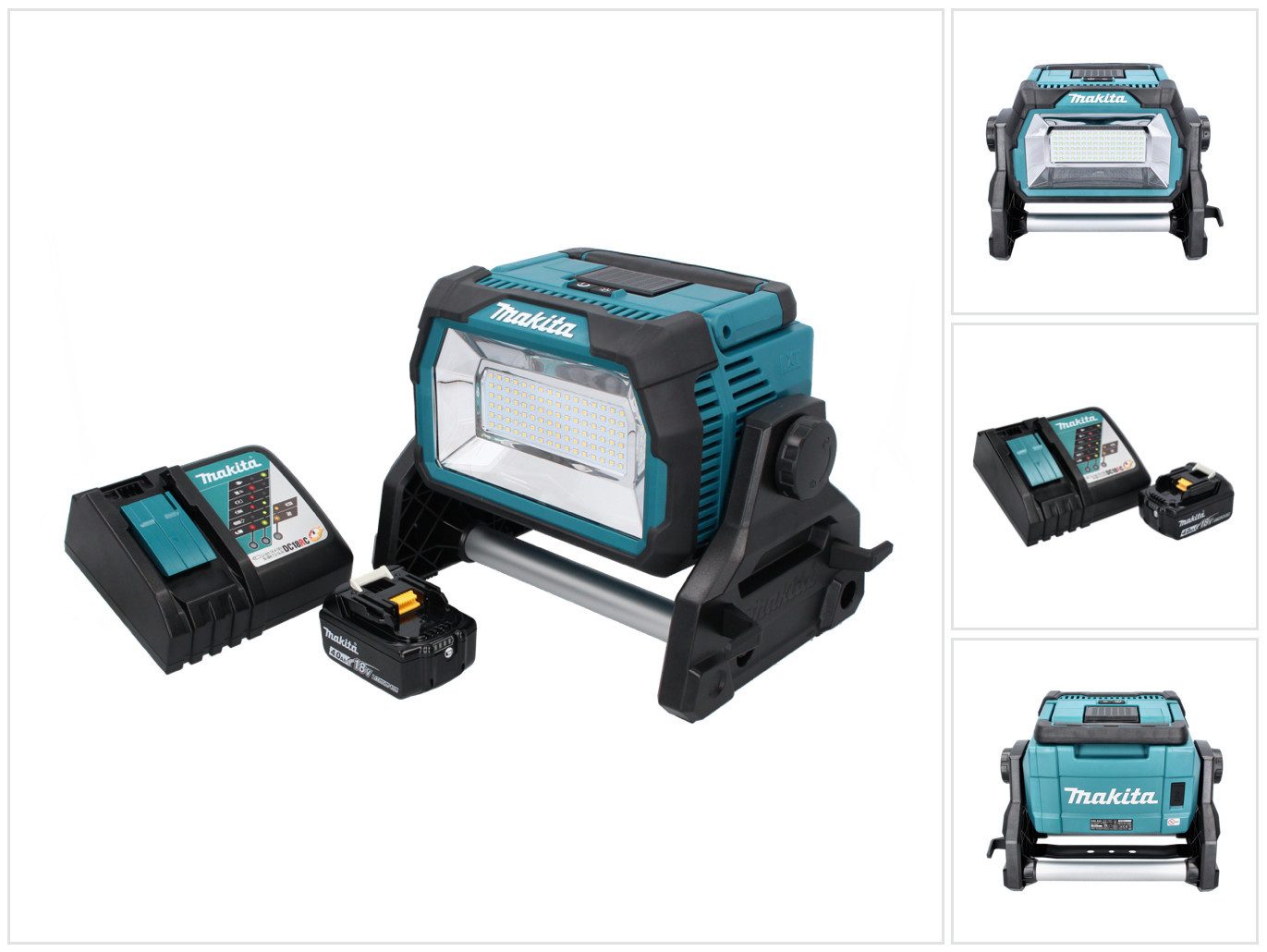 Makita Baustrahler DML 809 RM1 Akku LED Baustrahler 18 V 10000 lm + 1x Akku 4,0 Ah + Lad