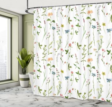 Abakuhaus Duschvorhang Moderner Digitaldruck mit 12 Haken auf Stoff Wasser Resistent Breite 175 cm, Höhe 180 cm, Blumen Herb Flowers Aquarelle