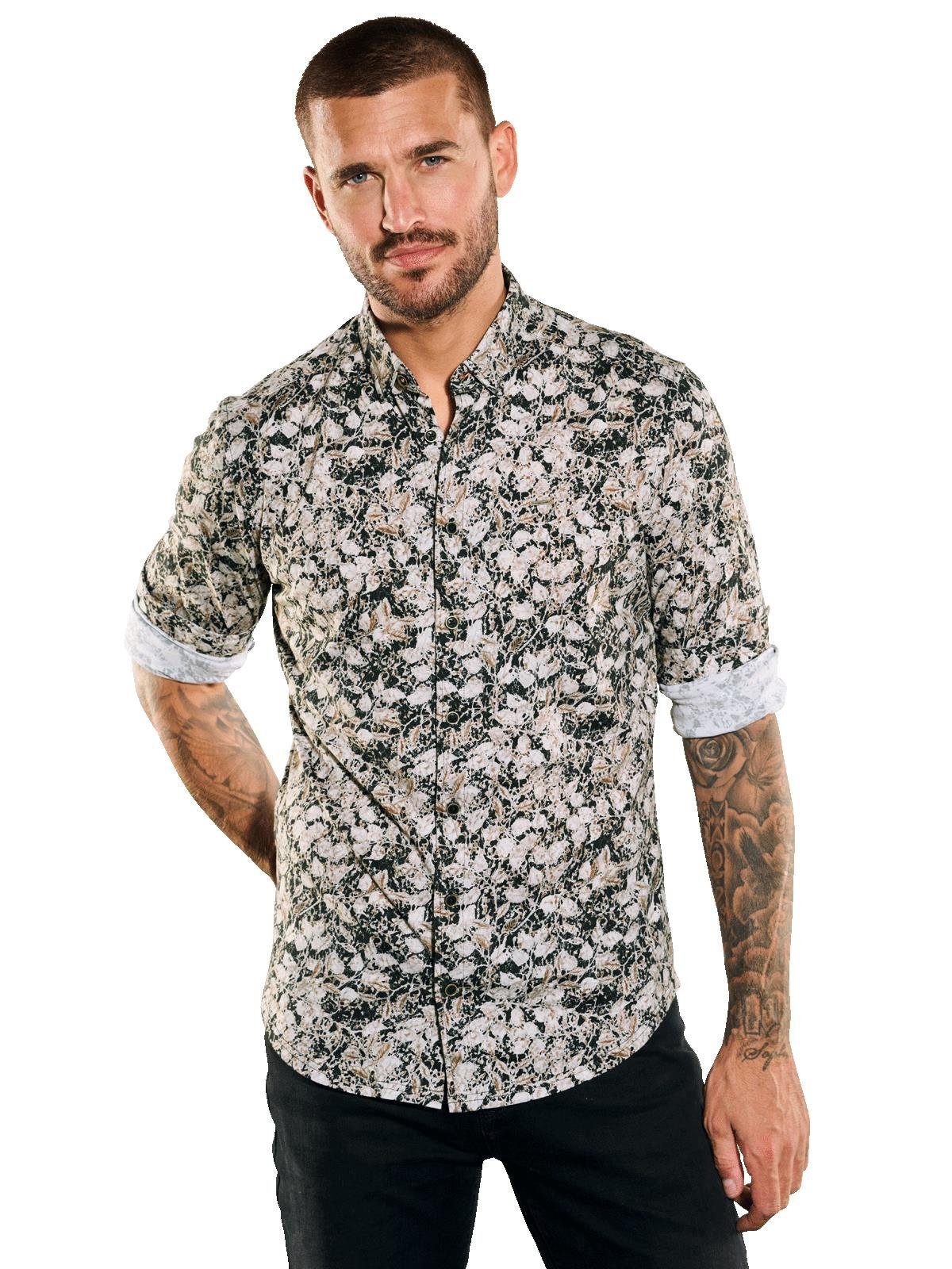emilio adani Langarmhemd Langarm-Hemd aus Jersey, Florale All-Over  Druckmusterung