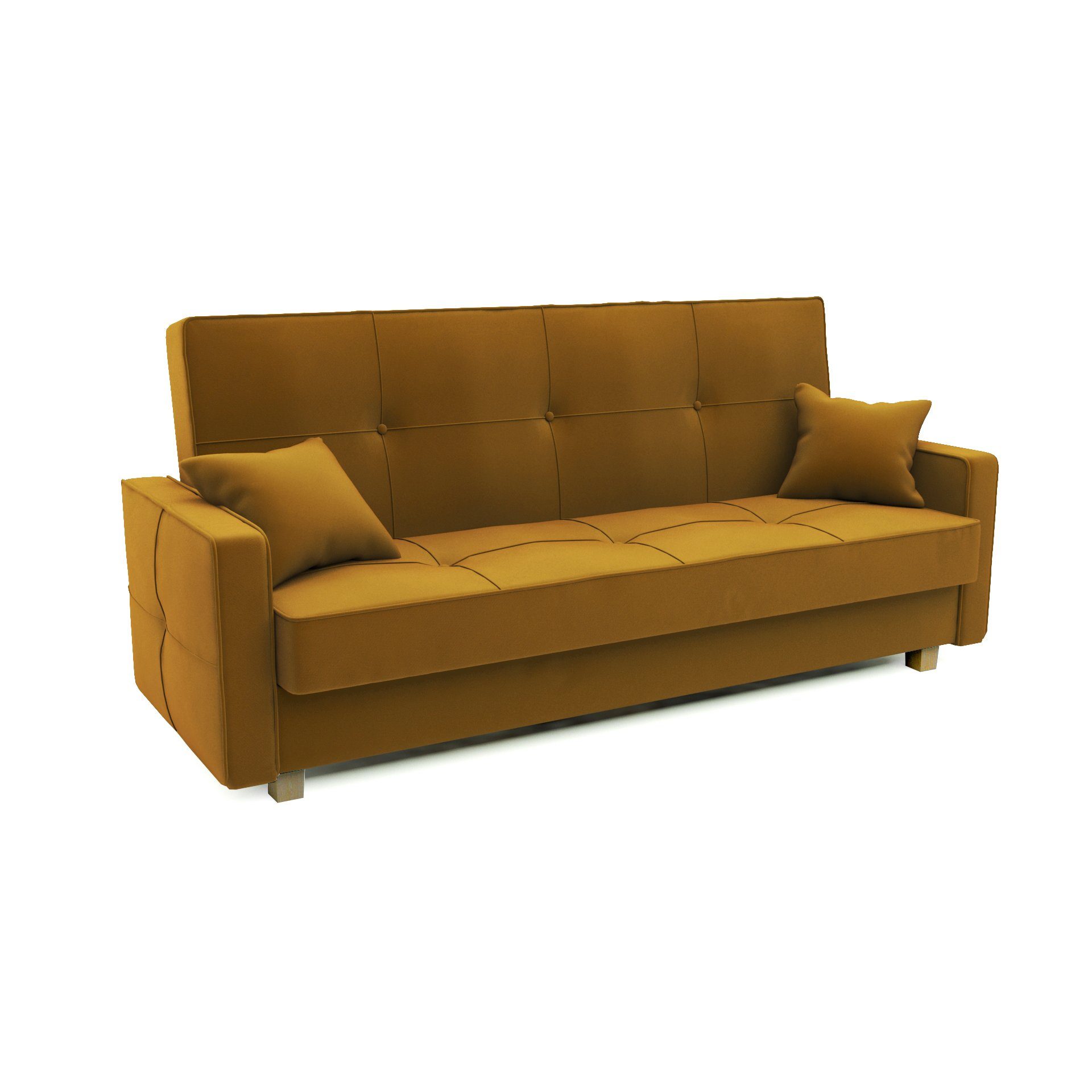 Bettkasten, x Gold x cm, Made KR01 EU mit & B216 in Furnix Schlaffunktion MELOTTE Polstercouch T95 Schlafsofa Klick-Klick-Mechanik, H95