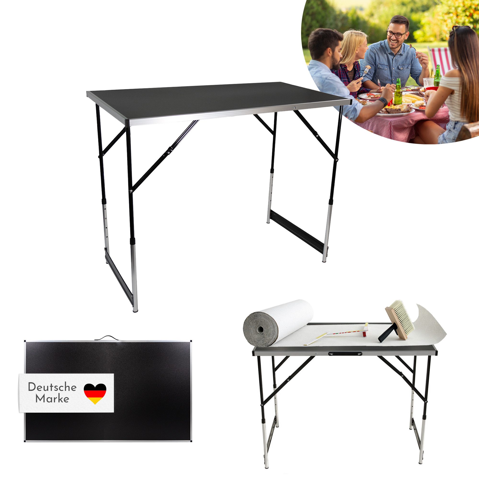Lemodo Arbeitstisch Mehrzwecktisch 3-teilig, höhenverstellbar, 3-teilig, höhenverstellbar, bis 30kg belastbar, klappbar
