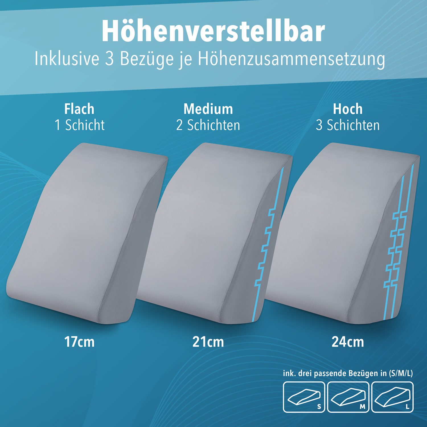 Blumtal Venenkissen Ergonomisches höhenverstellbares Venenkissen, Beinkissen gegen schwere Beine - erhältlich in zwei Farben
