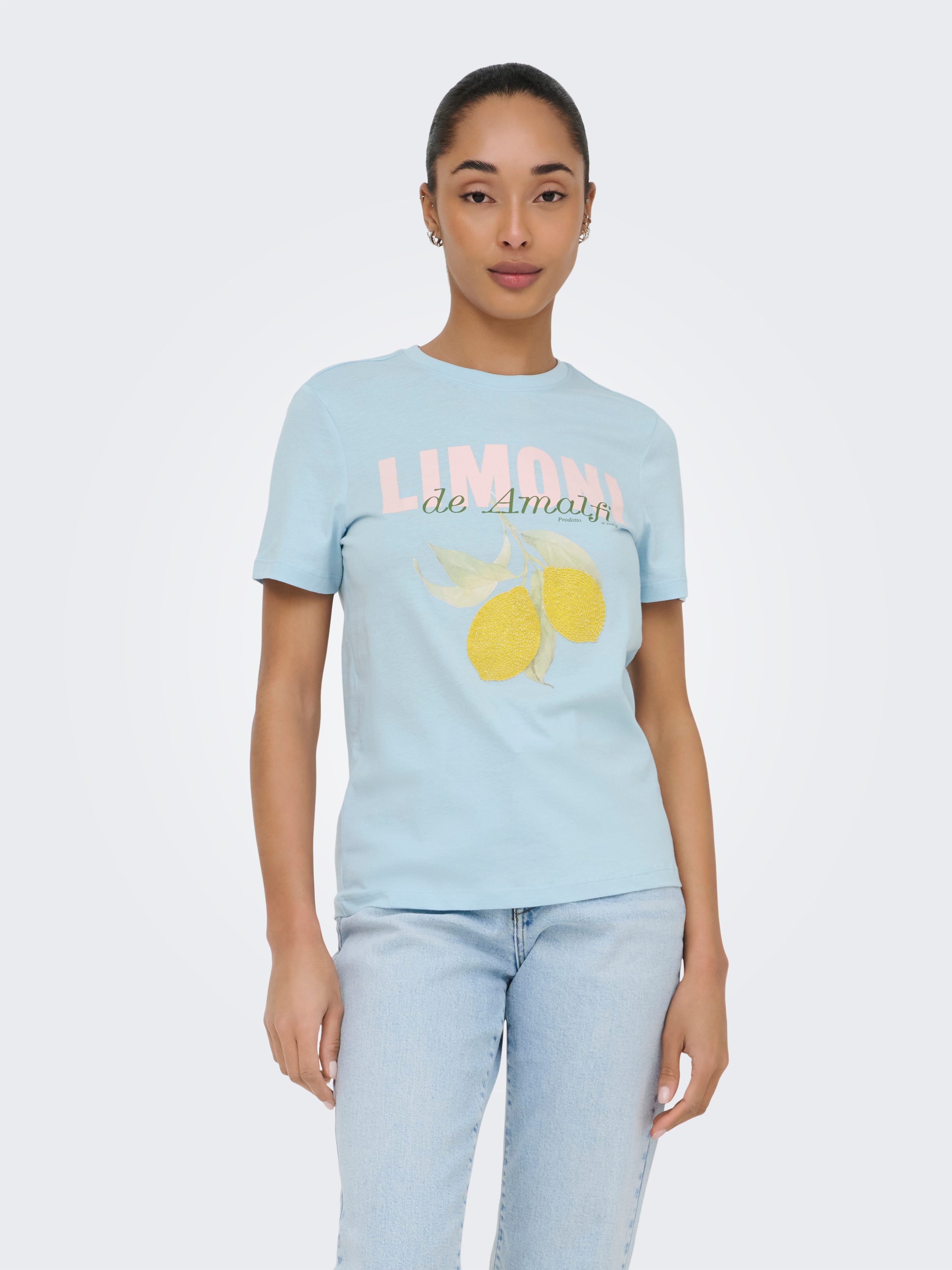 ONLY T-Shirt ONLKITA S/S PEARL TOP BOX JRS Baumwolle, regular fit, Rundhals