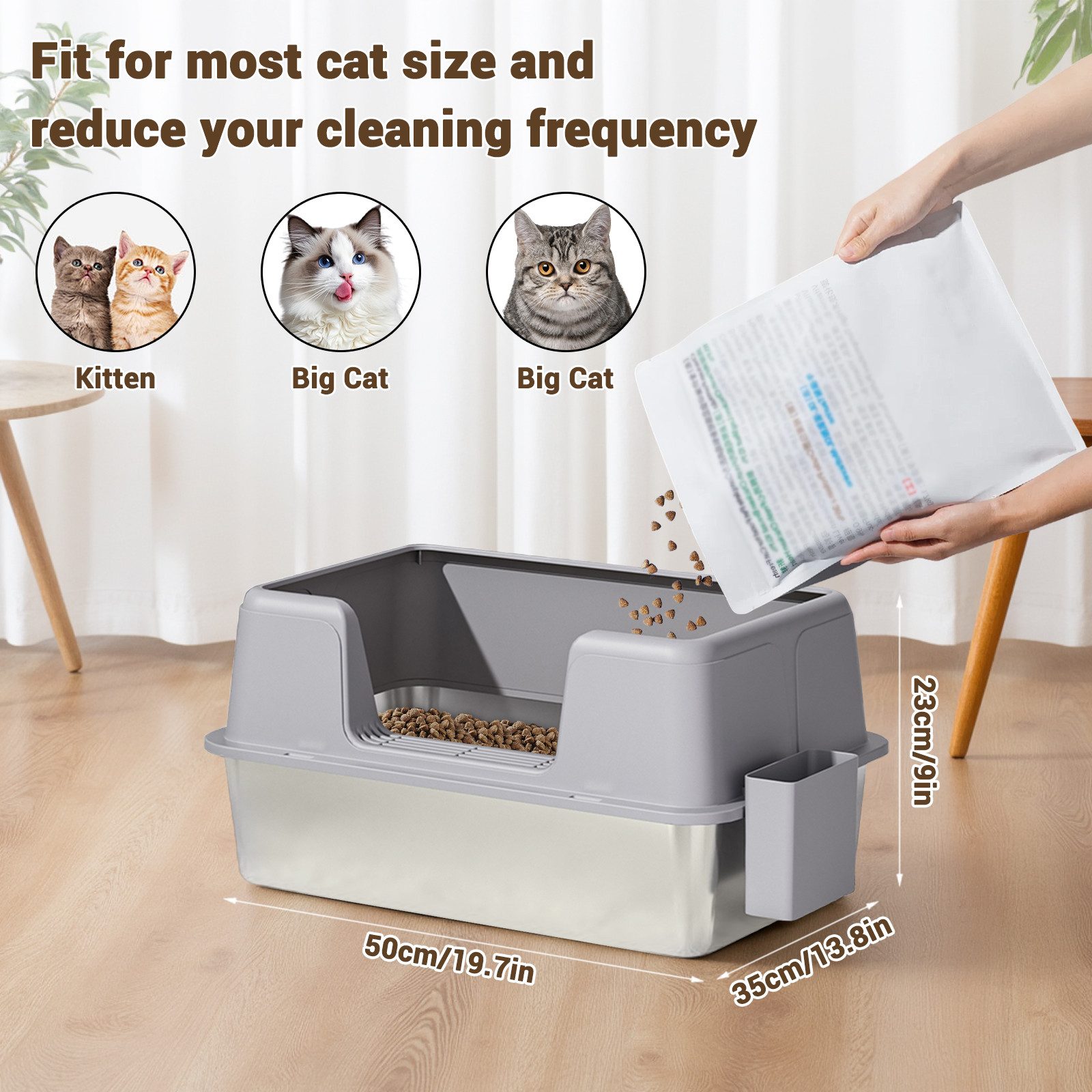 GarveeMore Katzentoilette Edelstahl Katzentoilette Öffnen Hoher Zaun Spritz günstig online kaufen