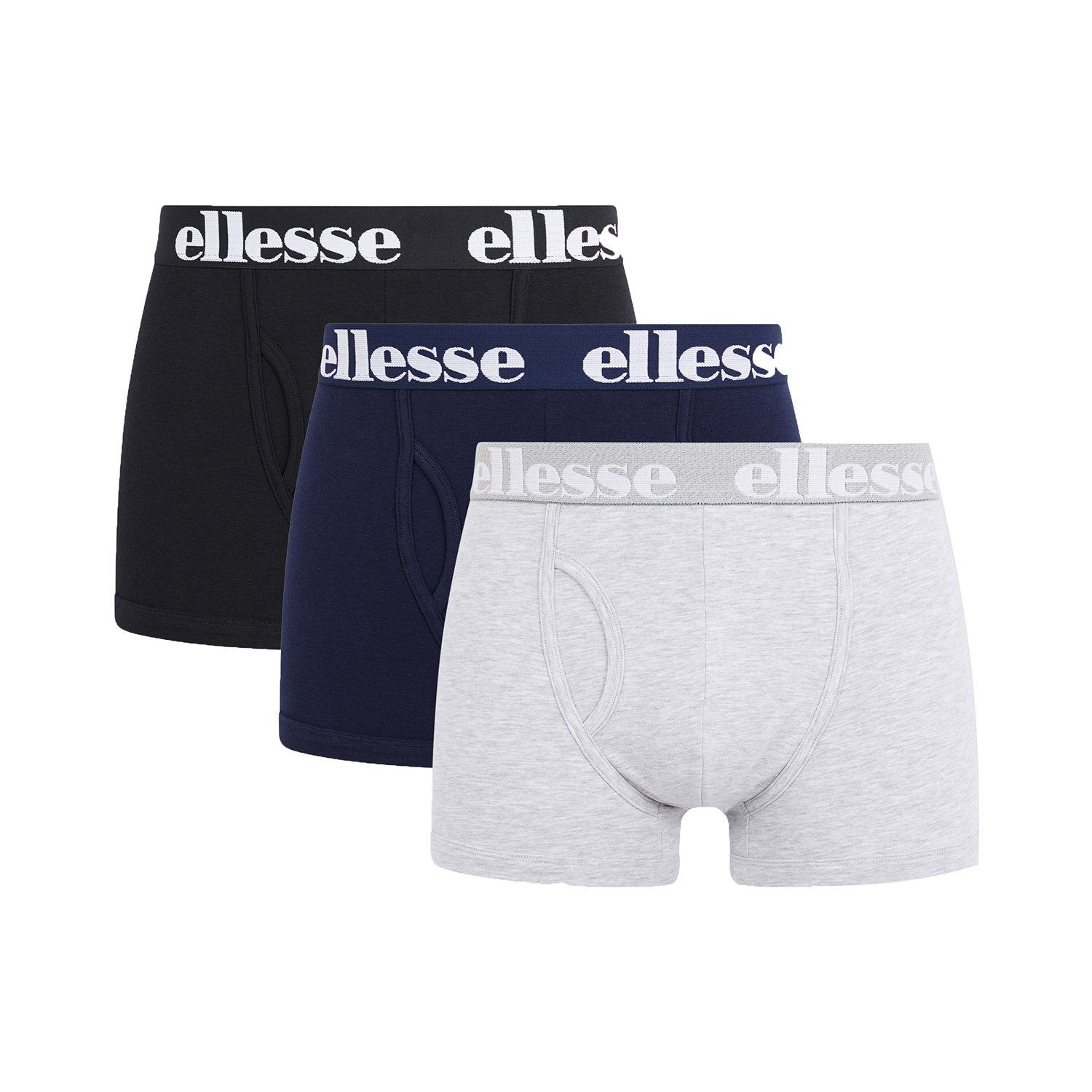 Ellesse Boxer Herren Boxer Shorts HALI, 3er Pack - Fashion Schwarz/Grau/Blau