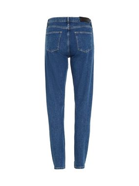 Calvin Klein Slim-fit-Jeans MR SLIM - SOFT BLACK mit Leder-Brandlabel am hinteren Bundabschluss