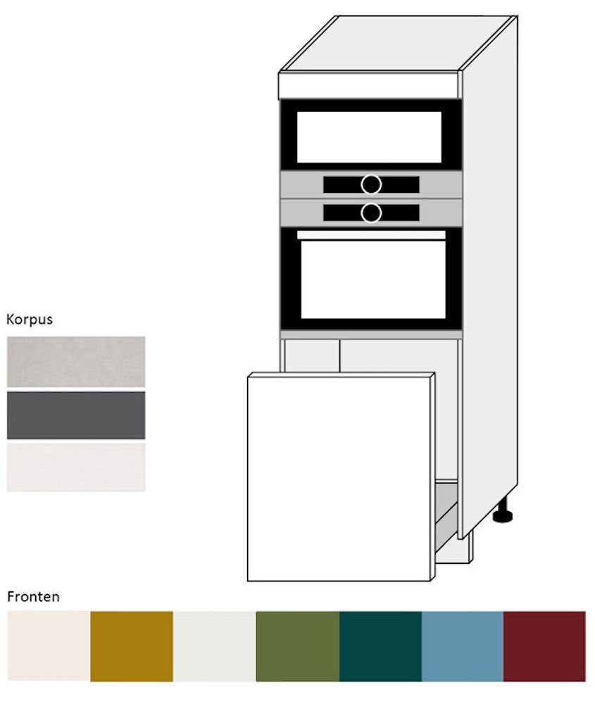 & Rimini matt Front- Schublade 2 (Rimini) wählbar (Teilauszug) 1 Backofenumbauschrank RAL Korpusfarbe Fächer 60cm purpurrot Feldmann-Wohnen 3004