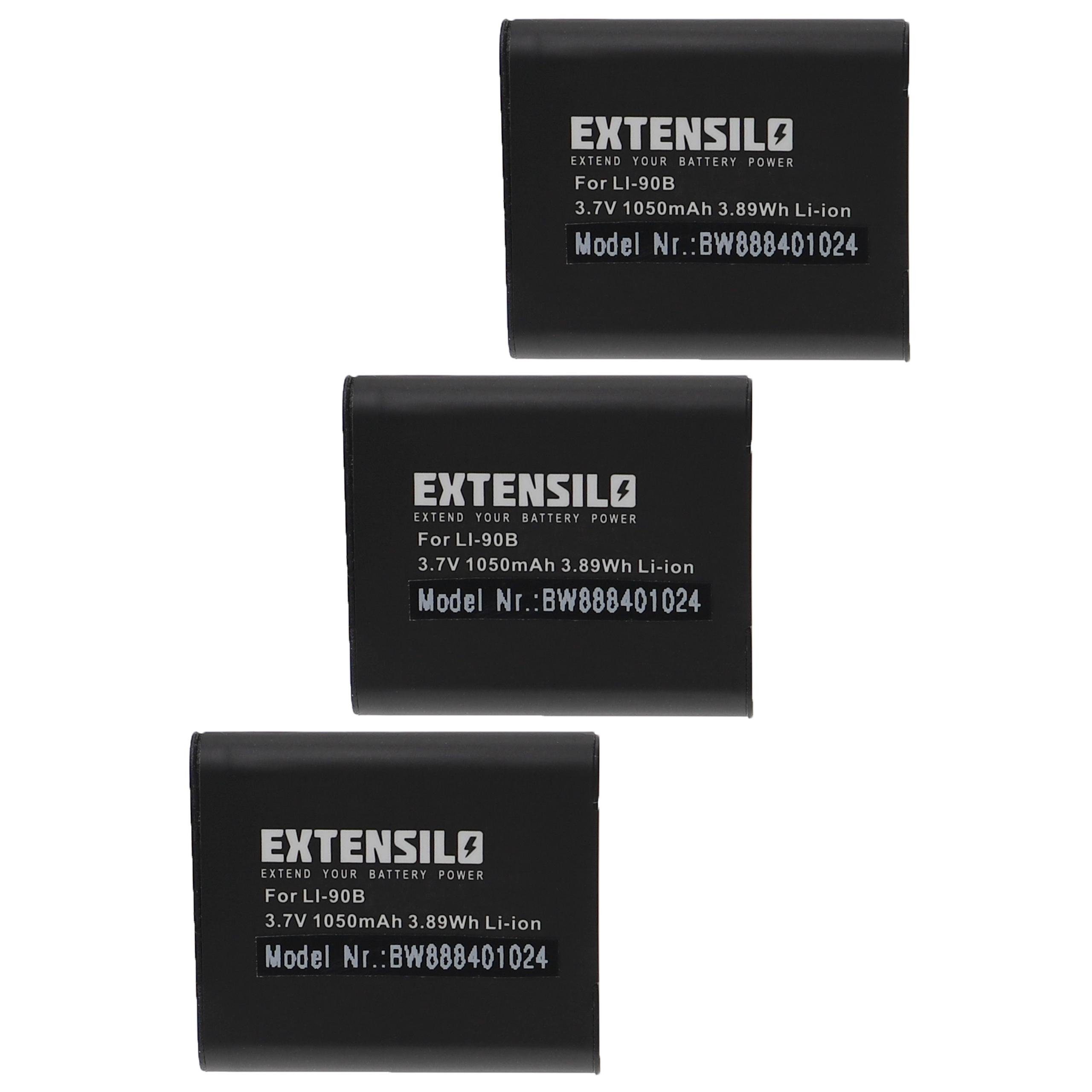 Extensilo kompatibel mit Olympus Tough TG-1, TG-3, TG-2, TG-1 iHS, TG-2 iHS Kamera-Akku Li-Ion 1050 mAh (3,7 V)