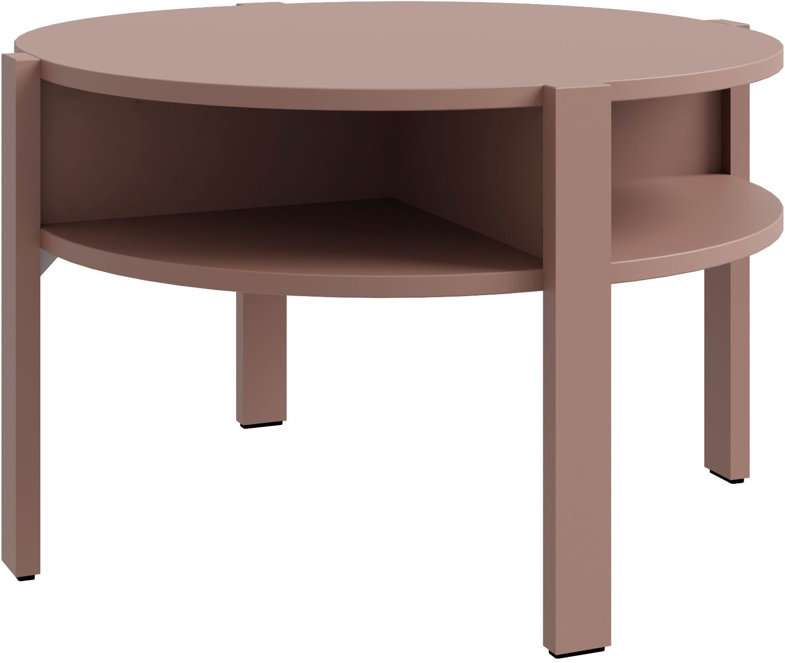 FORTE Beistelltisch Tobago, runder Couchtisch mit 4 Ablagefächern, B/H/T 74,4/45,5/74,4 cm, Durchmesser ca. 74,5 cm