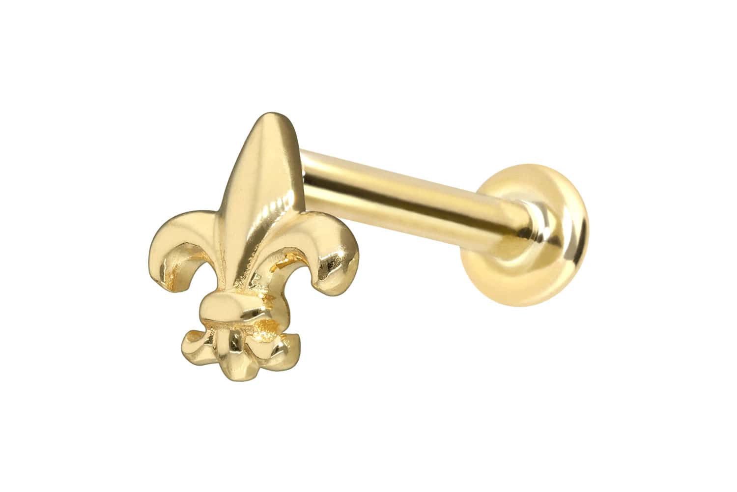 Piercing-Set 14 Karat Gold Labret mit Push Fit LILIE