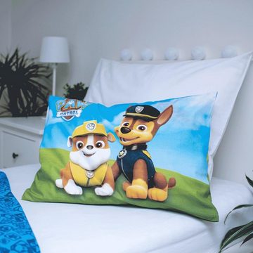 Kinderbettwäsche Paw Patrol Kinderbettwäsche Set Rubble Chase Marshall Rubble, Bettdecke 100 x 135 cm, Kopfkissen 40 x 60 cm, PAW PATROL, Renforcé, 2 teilig, mit Reißverschluss