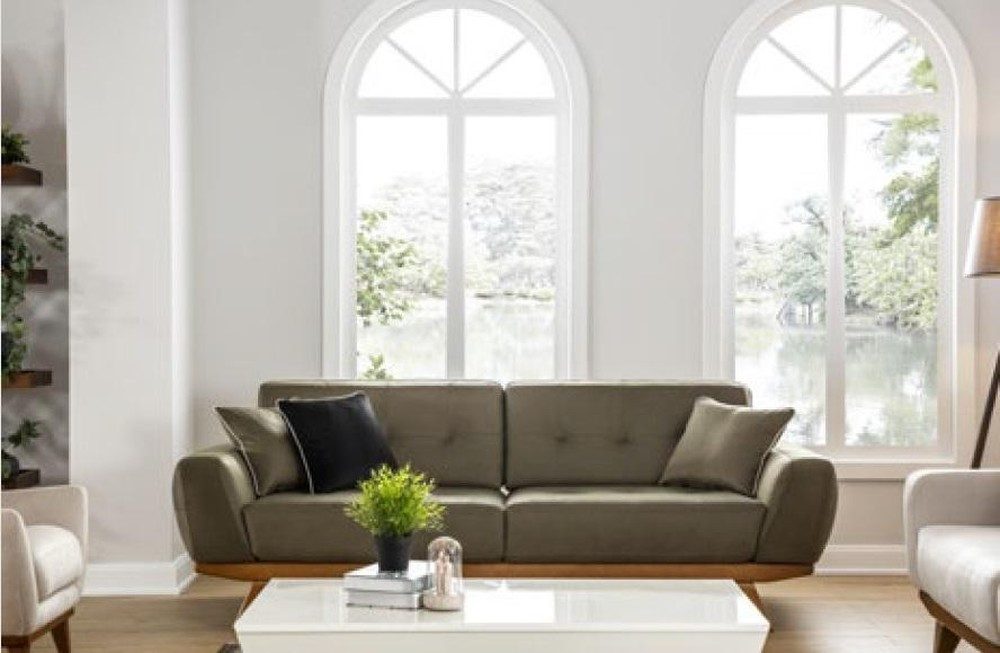 JVmoebel 3-Sitzer Elegante graue Stoff-Couch im klassischen Stil für Ihr Wohnzimmer, Made in Europa