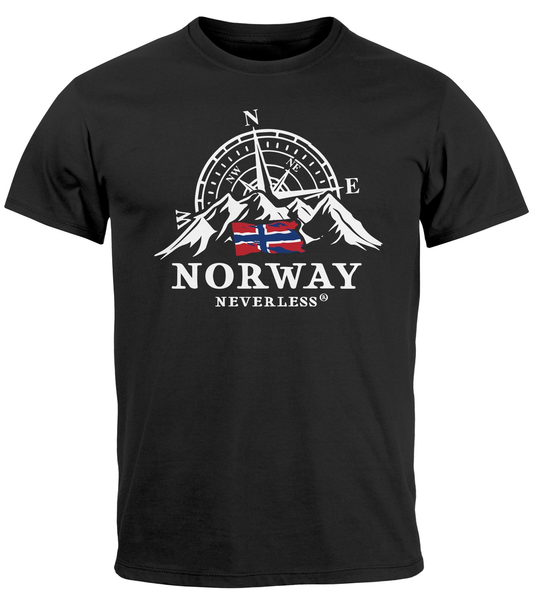 Neverless Print-Shirt Herren T-Shirt Norwegen Flagge günstig online kaufen