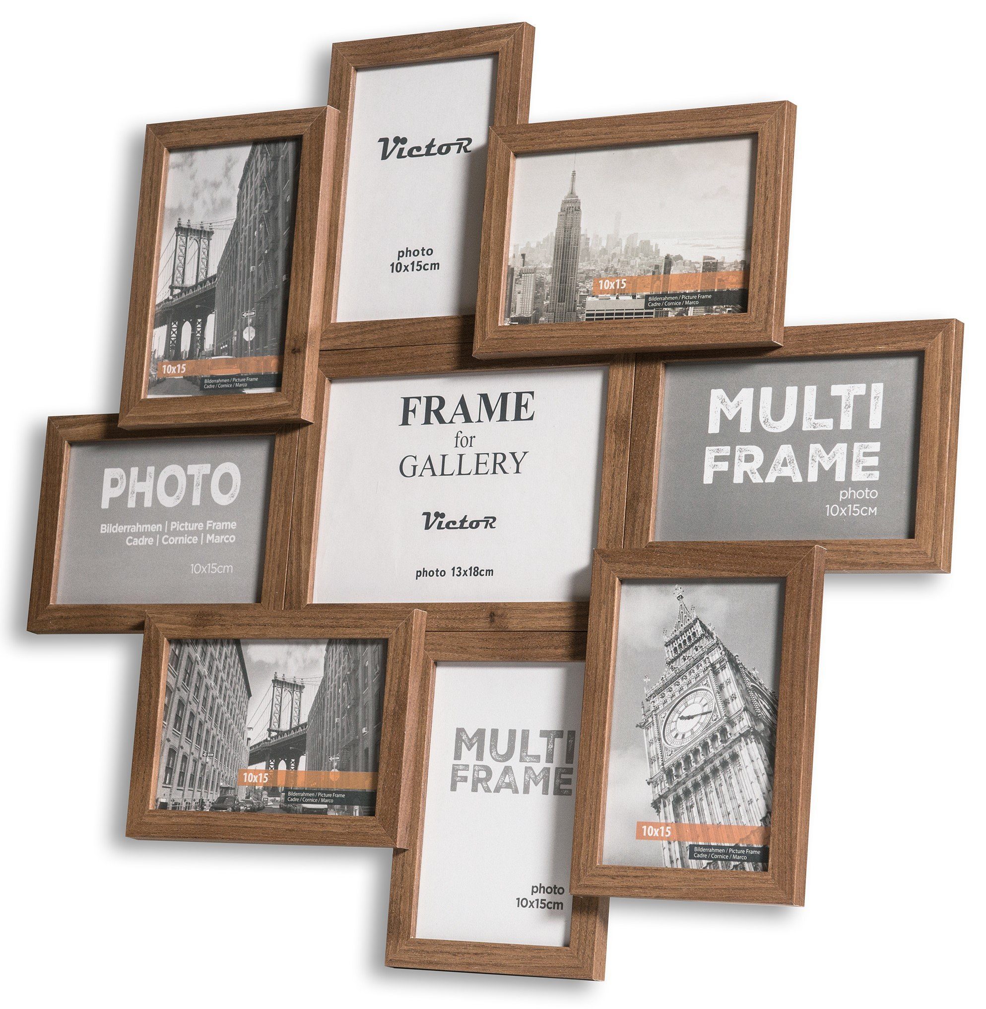 Victor (Zenith) Bilderrahmen Collage Galerierahmen, Fotocollage Braun, Bilderrahmen Set, Fotogalerie Holz