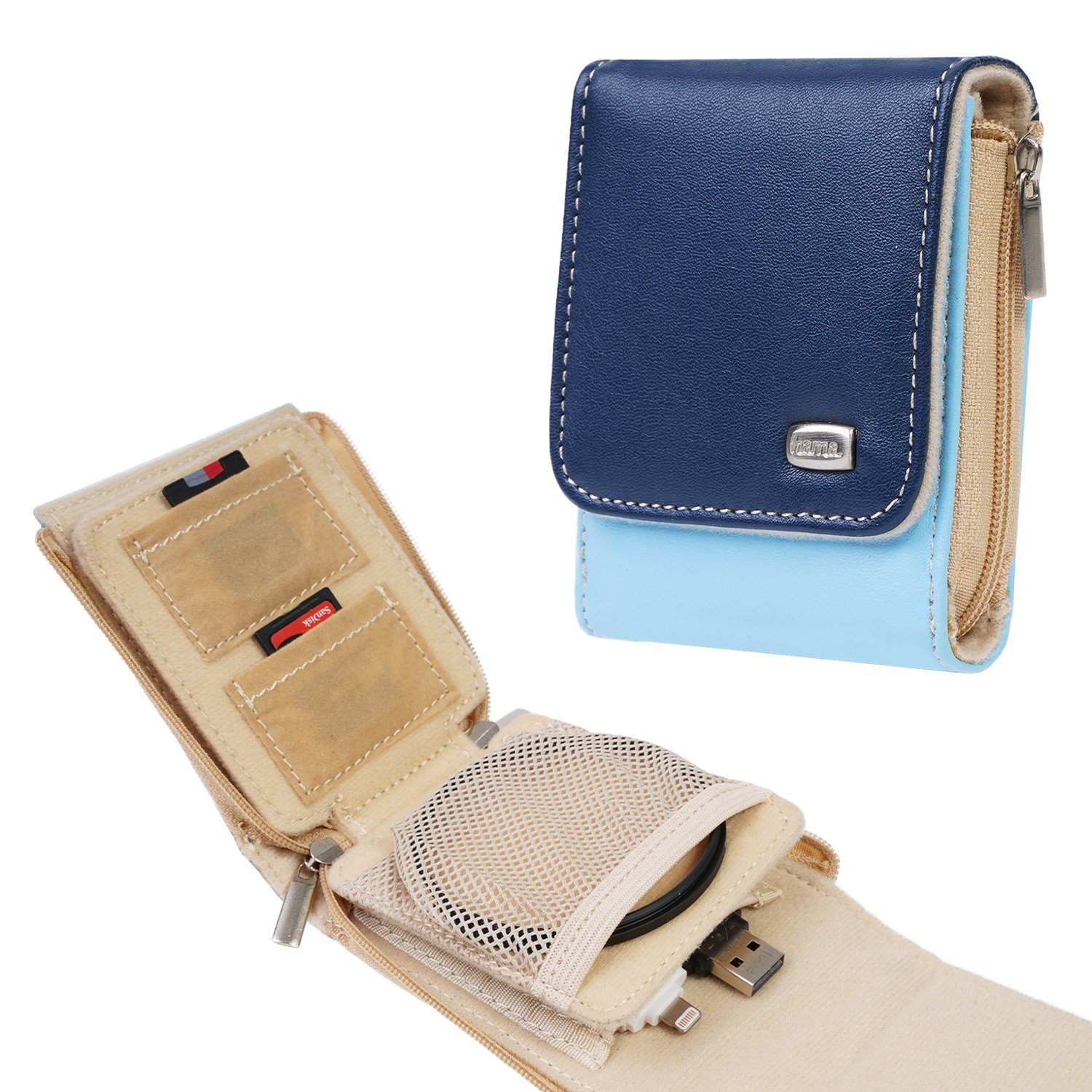 Hama Memory Card-Case Speicherkarten-Tasche Blau Speicherkarte (Schutz-Hülle für Speicherkarten Foto-Filter und kleinteiliges Zubehör)