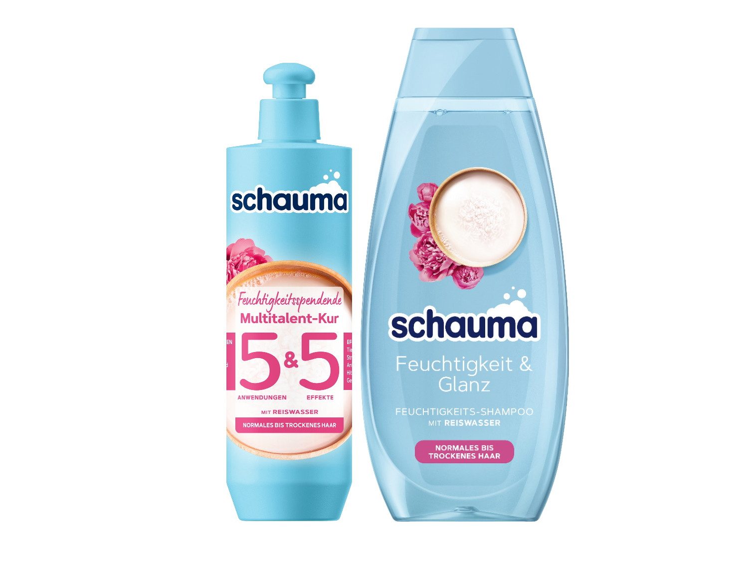 Schauma Haarshampoo 5&5 Kur Feuchtigkeitsspendend 300ml & Shampoo Feuchtigkeit 400ml, 2-tlg., Feuchtigkeit, Hitzeschutz, Anti-Frizz