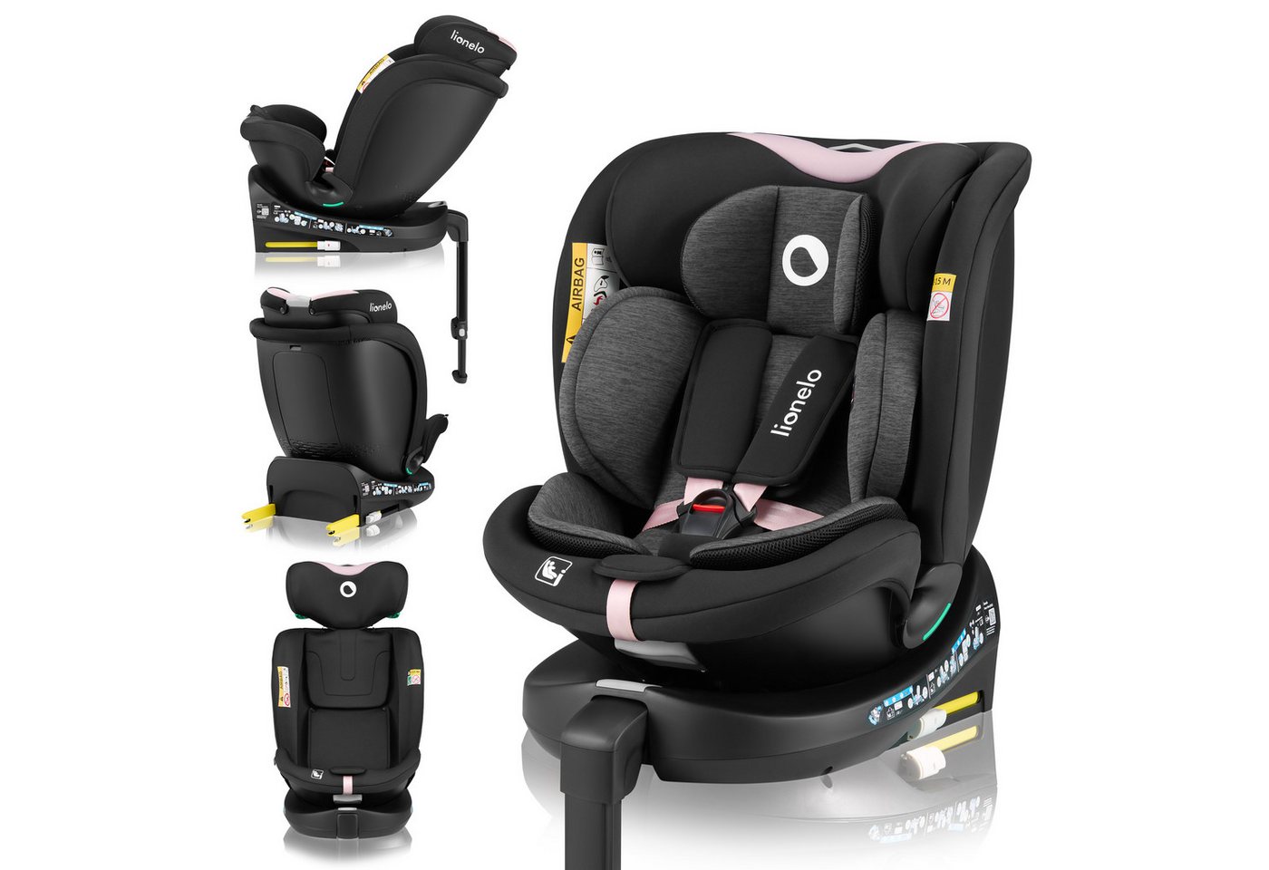lionelo Autokindersitz NAVY I-SIZE, ab: ab Geburt, bis: 12 Jahren, ab: 40,00 cm, bis: 150,00 cm, (Set), 40-150cm/Ein Kindersitz für den gesamten Zeitraum/i-Size