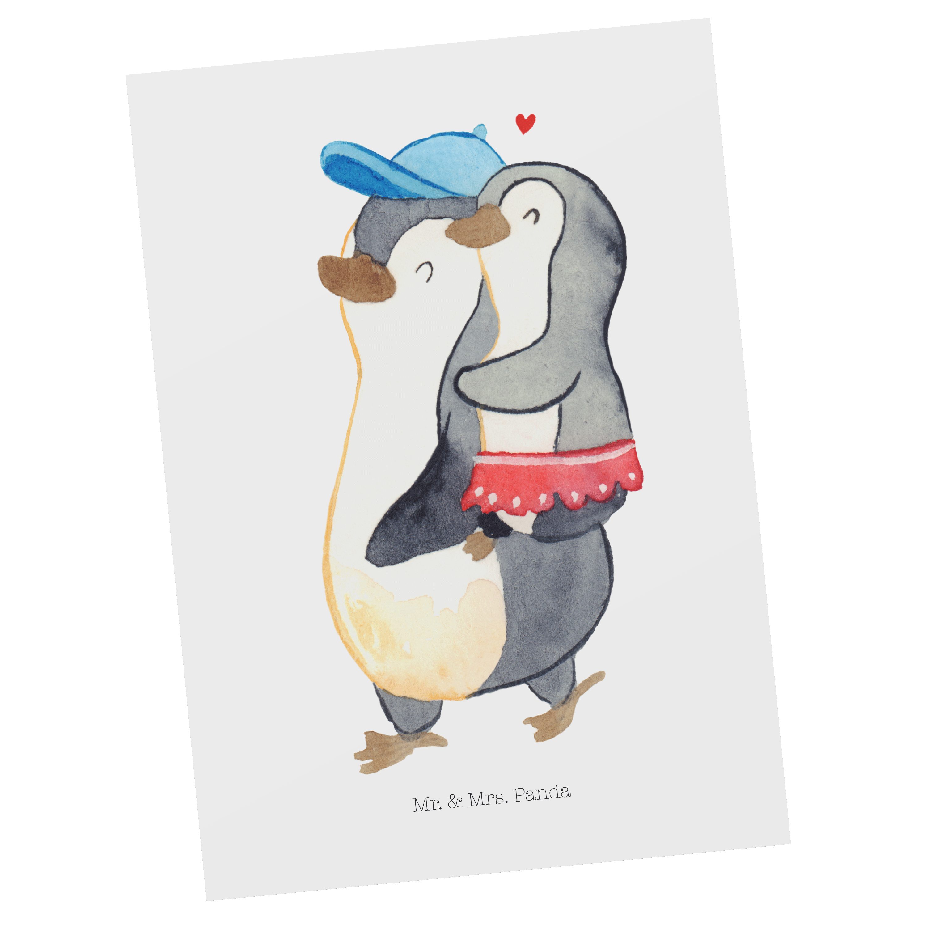 Mrs. Panda Einladungskarte, Postkarte Schwester Opa, - Mr. Kleine - Toc & Geschenk, Pinguin Weiß