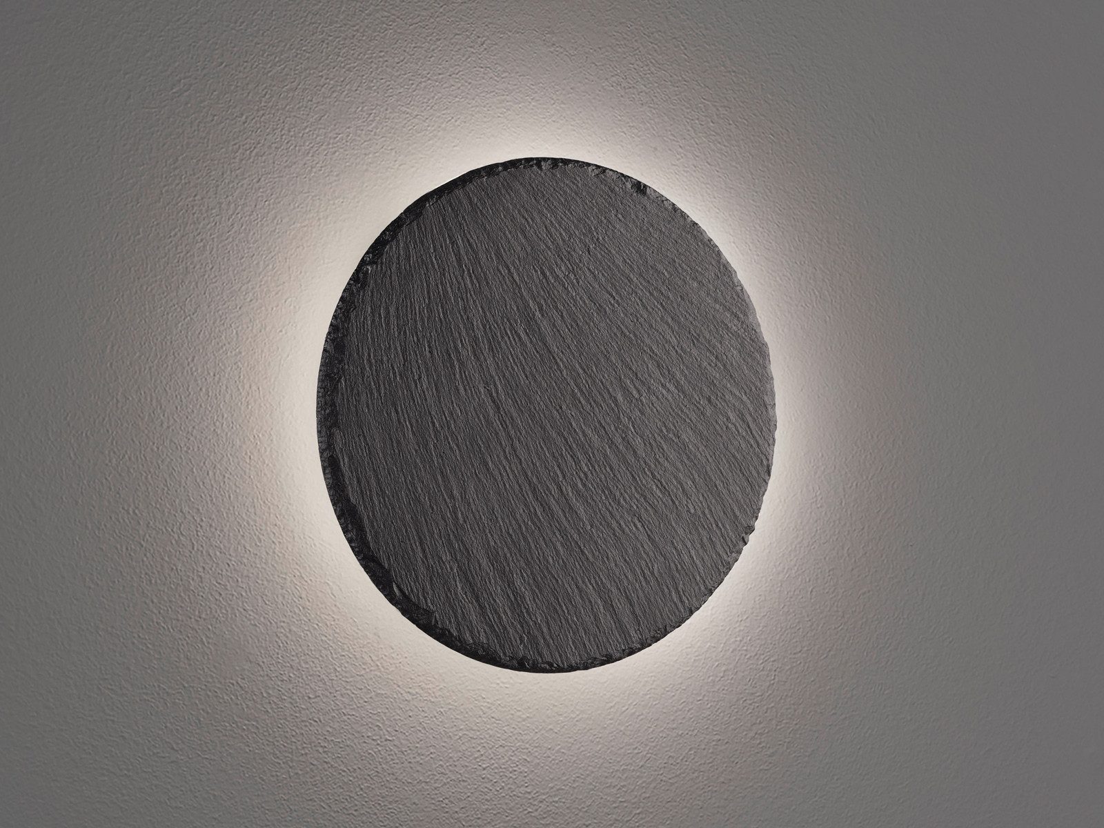 TRIO Leuchten LED Wandleuchte, Dimmfunktion Indirektes Licht, LED fest integriert, stufenweise dimmbar über Schalter, Warmweiß, Ausgefallene Wand-Beleuchtung indirekt innen, Natur-Stein flach Ø 20cm