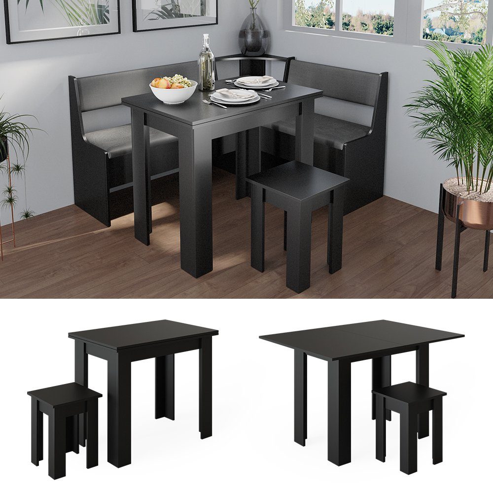 Vicco Sitzgruppe Roman, Schwarz, 90 x 60 cm, (2-tlg)