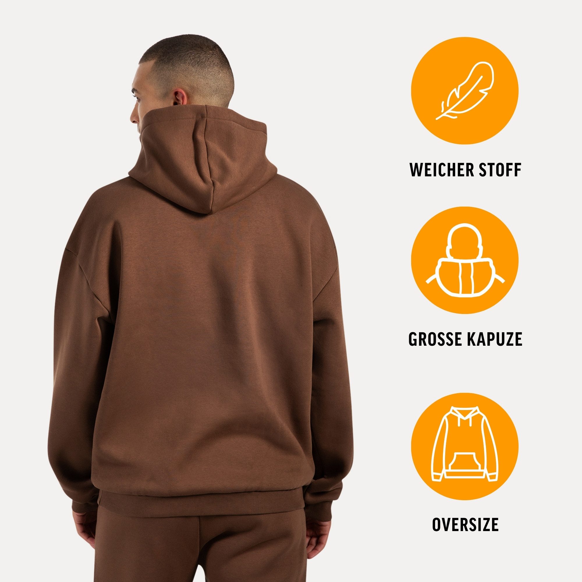 Smilodox Hoodie Kayson, Oversize Kapuzenpullover, Frontprint, große Kapuze Sweatshirt Kängurutasche weicher Stoff Warmer Pulli Streetstyle Alltag Freizeit
