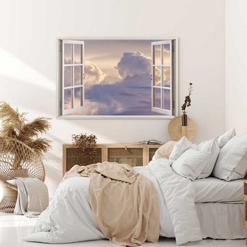 Sinus Art Leinwandbild Wandbild 120x80cm Fensterbild Weiße Wolken Zuckerwolken Himmel, (1 St)