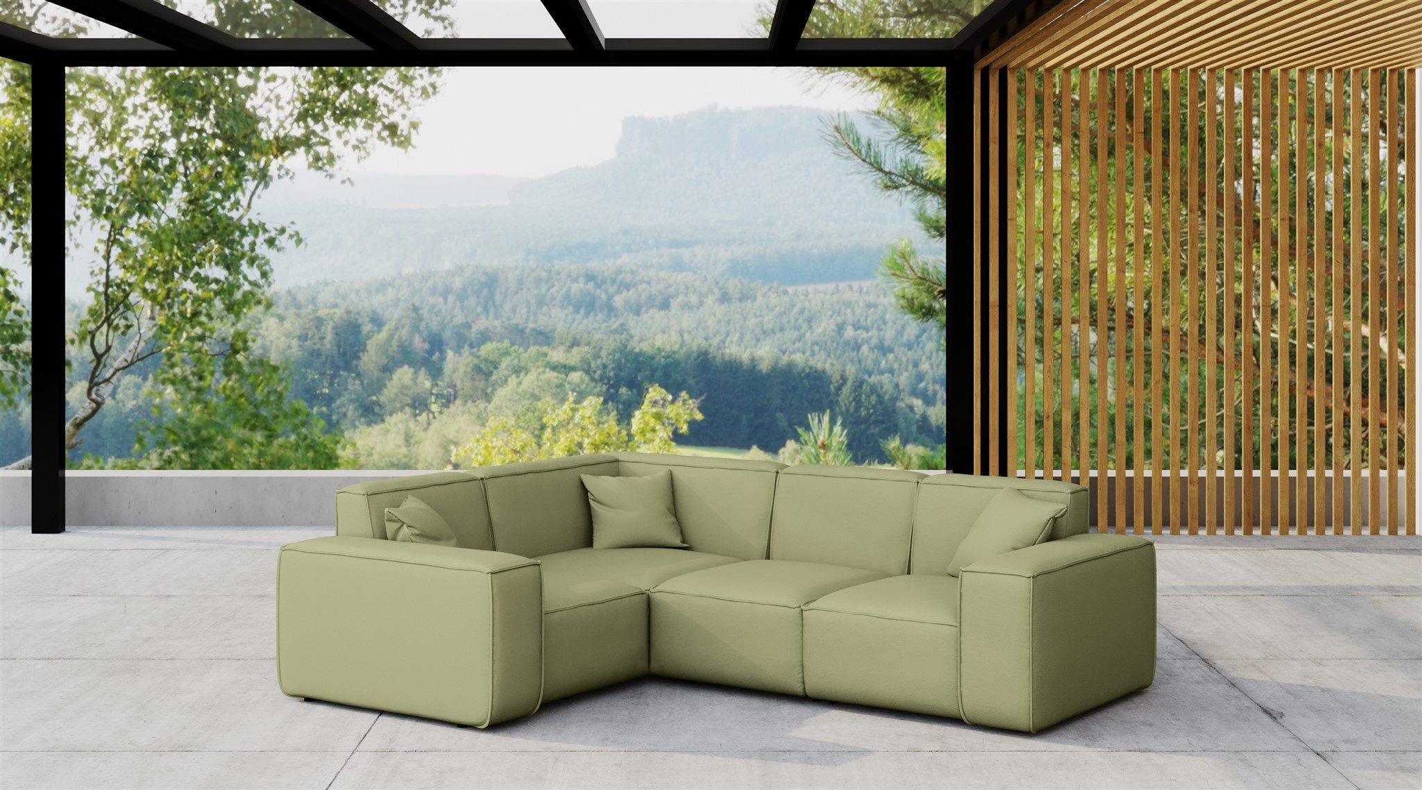 Fun Möbel Loungesofa Gartenmöbel Garten Ecksofa SUMMER, Kurzer Schenkel rechts oder links wählbar, Pflegeleichter und wetterfester Bezug