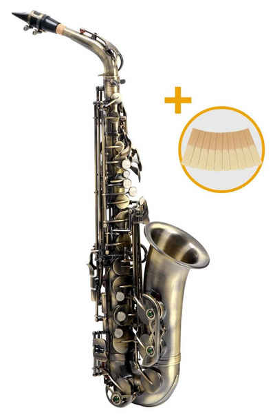 Classic Cantabile Saxophon Alt Saxophon, Messing, (Alto Sax Spar-Set, Set mit Koffer, Zubehör und Blätter), Altsaxophon mit Hoch-Fis-Klappen