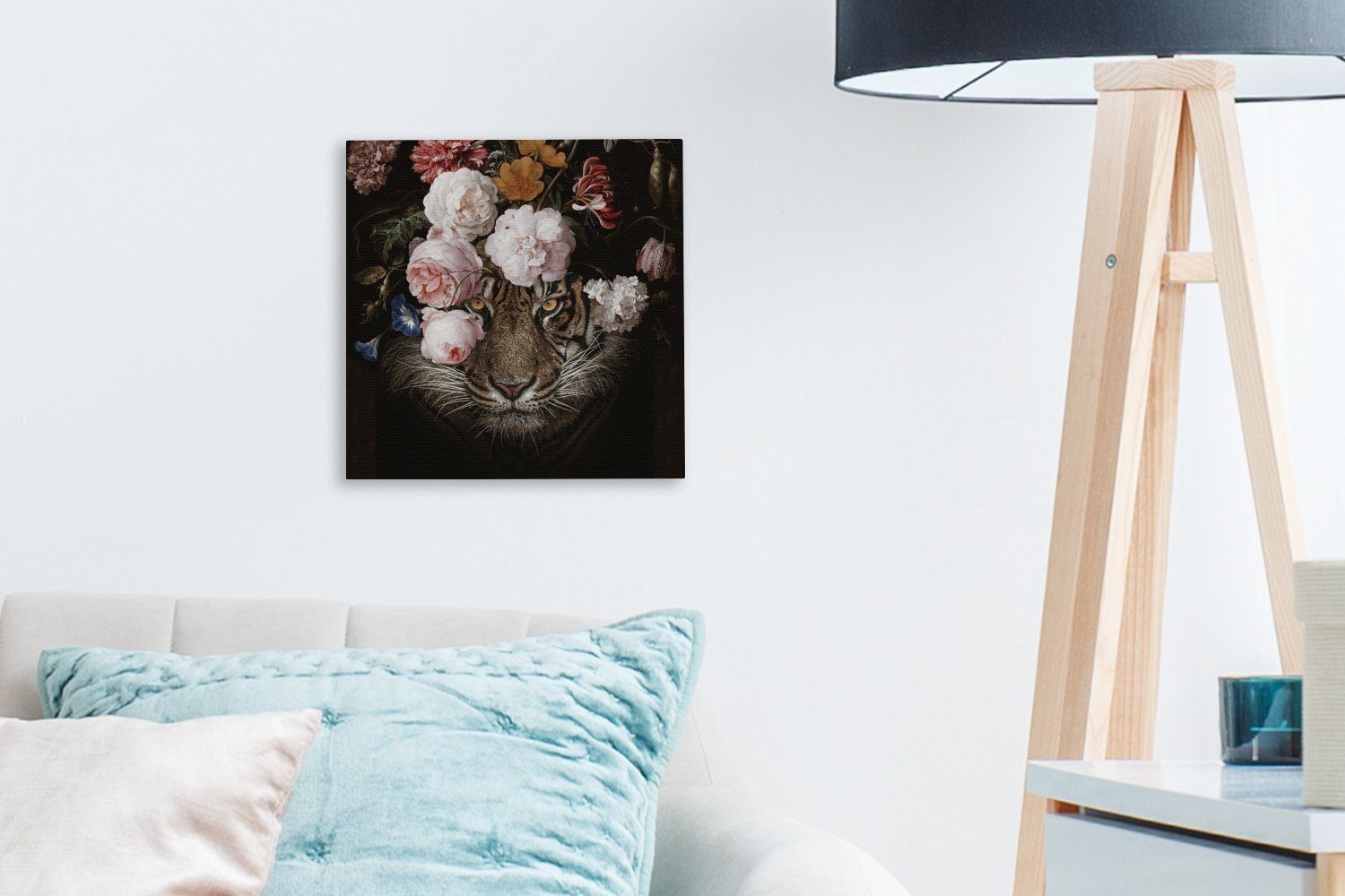 St), Blumen Schlafzimmer OneMillionCanvasses® - Wohnzimmer Bilder für Gemälde (1 - Kunst, Tiger Leinwand