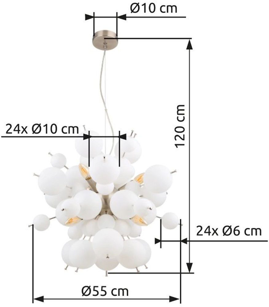 GLOBO LIGHTING Pendelleuchte UDO, ohne Leuchtmittel, Hängeleuchte, mehrere Glaskugeln, Design Leuchte, Glas opal